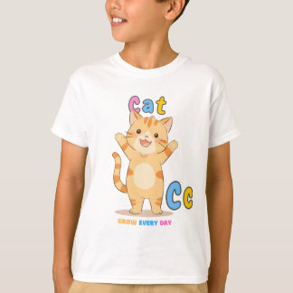 Camiseta "C es para el gato" Tee alfabético - Crecer cada d
