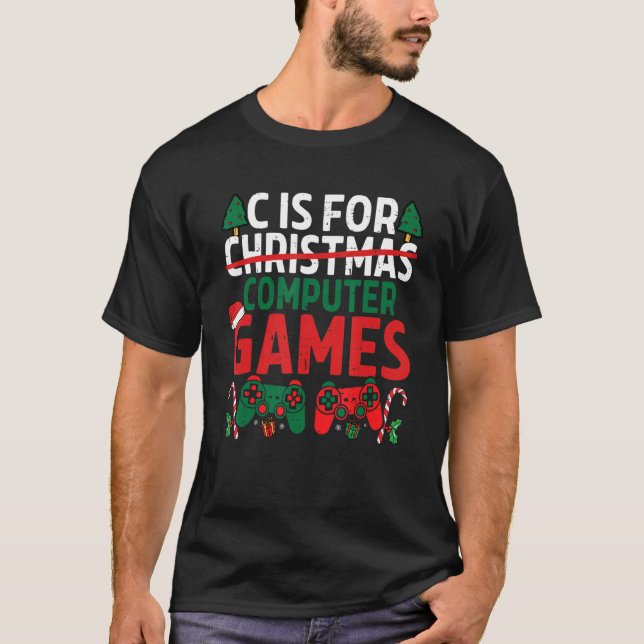 Camiseta C Es Para Juegos De Computadora Jugadores Navidade (Anverso)