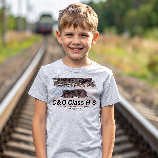 Camiseta C&O Class H-8 Allegheny Locomotive - American flag (C&O Class H-8 2-6-6-6 Allegheny Steam Locomotive. Boy Basic T-Shirt)