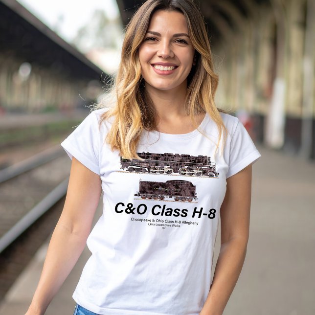 Camiseta C&O Class H-8 Allegheny Steam Locomotive Profile (C&O Class H-8 2-6-6-6 Allegheny Steam Locomotive. Womens Basic T-Shirt)