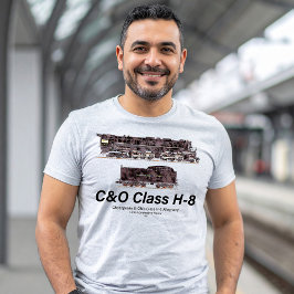 Camiseta C&O Class H-8 Allegheny Steam Locomotive Profile