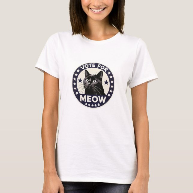 Camiseta c Vota por Meow - un lindo gato negro (Anverso)