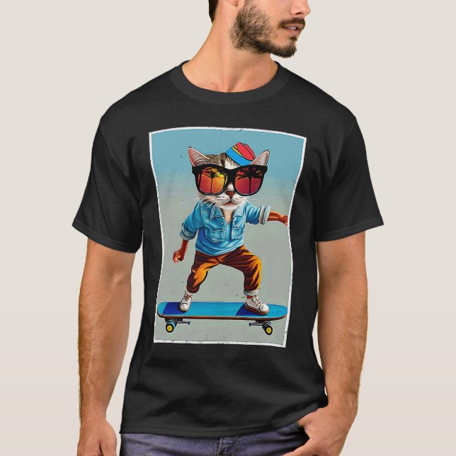 Camiseta Ca Cat Skateboarding Retro Ver Gatos Guay (Anverso)