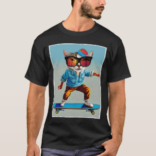 Camiseta Ca Cat Skateboarding Retro View Cool Cats 1