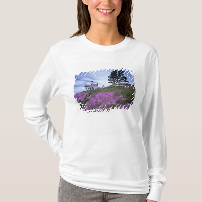 Camiseta CA, Crescent City, faro de Battery Point con (Anverso)