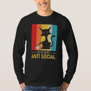 Camiseta Ca de vintage estética del texto del gato japonés 