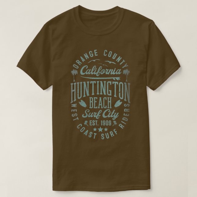 Camiseta Ca de Womens Huntington Beach Surf City Naranja (Diseño del anverso)