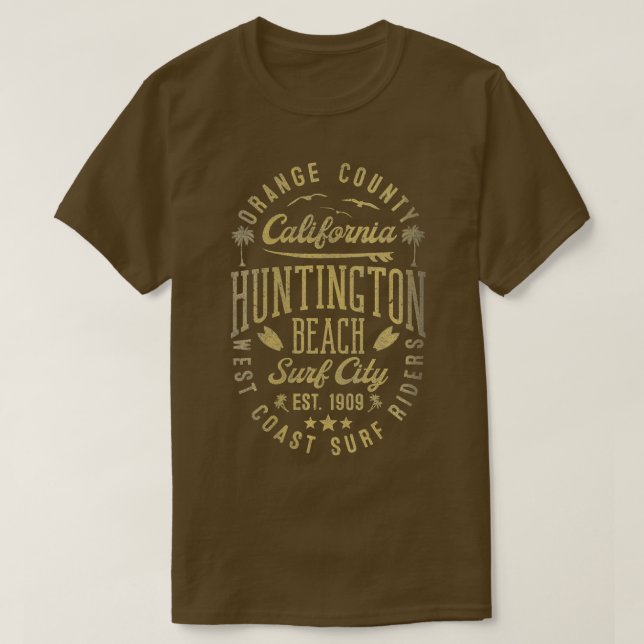 Camiseta Ca de Womens Huntington Beach Surf City Naranja (Diseño del anverso)