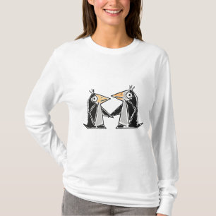 Camiseta CA pingüinos del dibujo animado que sostienen la