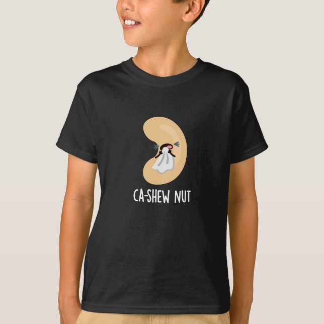 Camiseta Ca-shew Funny estornudando Cashew Nut Pun Dark BG (Anverso)