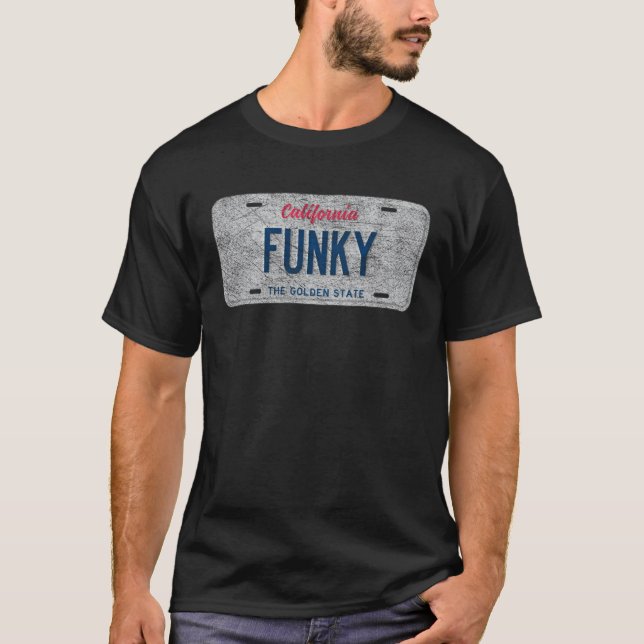 Camiseta CA State Vanity License Plate FUNKY (Anverso)