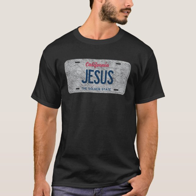 Camiseta CA State Vanity License Plate JESUS (Anverso)