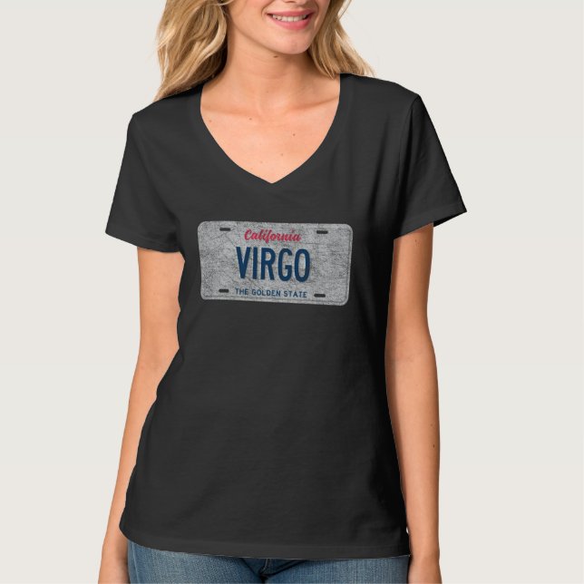 Camiseta CA State Vanity License Plate VIRGO (Anverso)