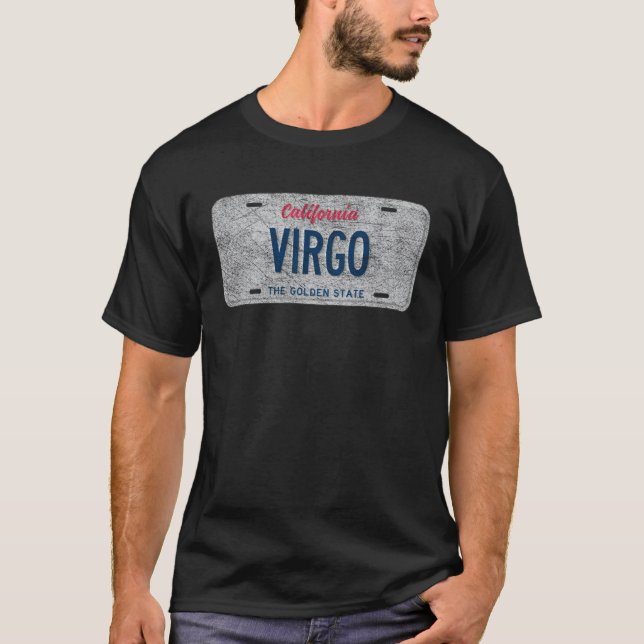 Camiseta CA State Vanity License Plate VIRGO (Anverso)
