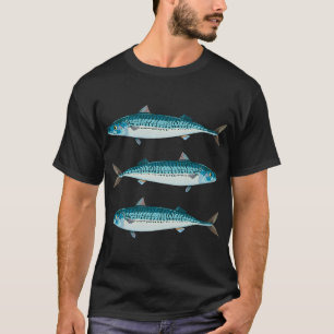 Camiseta caballa pescado de mar en tonos de azul