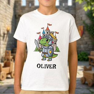 Camiseta Caballero de dinosaurio de dibujos animados lindos