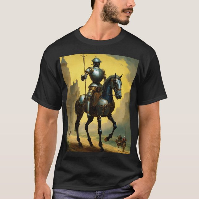 Camiseta Caballero de oro en un majestuoso paisaje medieval (Anverso)