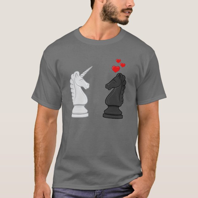 Camiseta Caballero del ajedrez del unicornio (Anverso)
