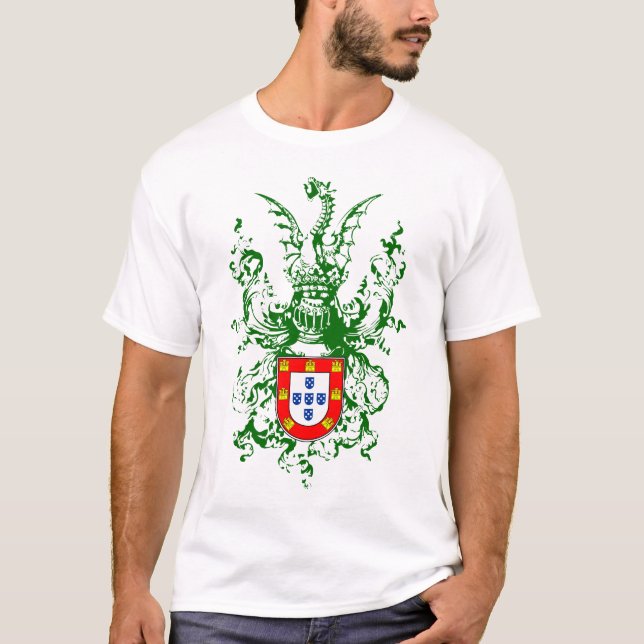 Camiseta Caballero, dragón y escudo de armas portugués (Anverso)