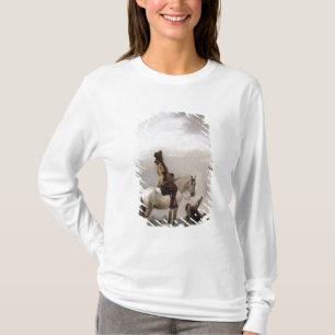 Camiseta Caballero en un caballo que mira a un halconero