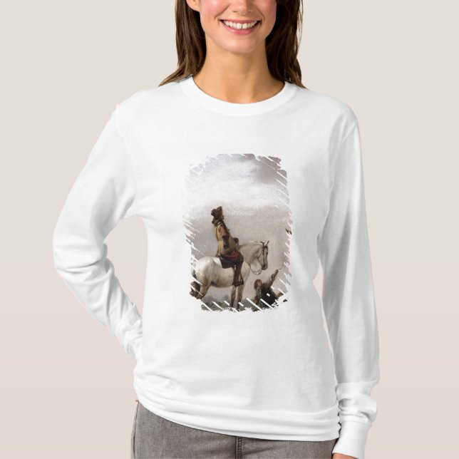 Camiseta Caballero en un caballo que mira a un halconero (Anverso)