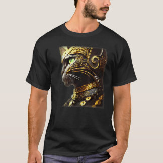 Camiseta Caballero Gato con Armadura de Filigrana Dorada Ne