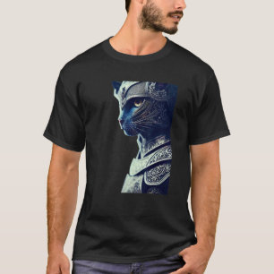 Camiseta Caballero Gato Rey Con Piel Azul Cibernético Heroi