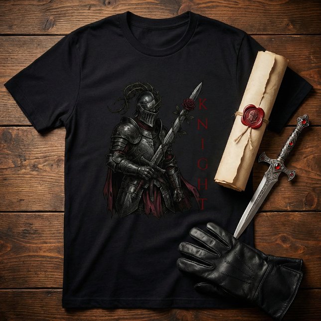 Camiseta Caballero Gótico de la Rosa Sangrante Fantasía Osc (Subido por el creador)