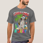 Camiseta Caballero lindo Rey en Santa Hat gafas de sol Chri<br><div class="desc">Cute Cavalier King en Santa Hat Navidades de gafas de sol en julio .</div>