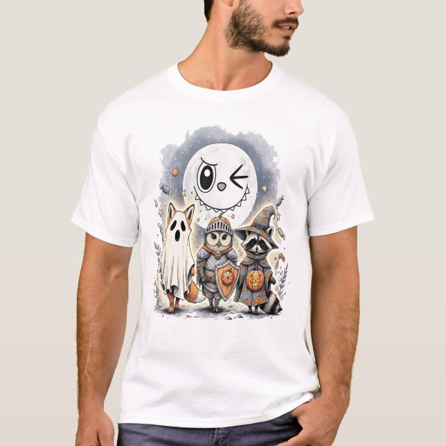 Camiseta Caballero Luna Mapache Halloween (Anverso)