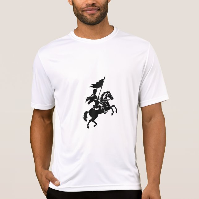 Camiseta Caballero medieval a caballo esquema vectorial  (Anverso)