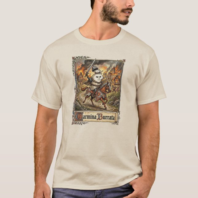 Camiseta Caballero Medieval del Queso Carmina Burrata (Anverso)