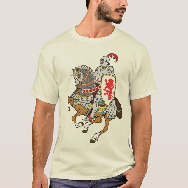 Camiseta caballero medieval en un caballo (Anverso)