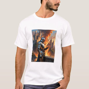 Camiseta Caballero Medieval Funny Castle Fire Fantasy Art T