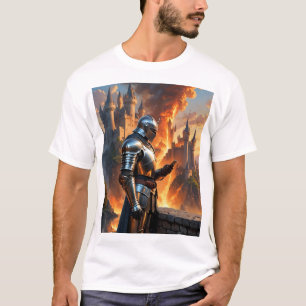 Camiseta Caballero Medieval Funny Castle Fire Fantasy Art T