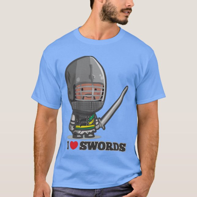 Camiseta Caballero Mini Me encantan las espadas amigos (Anverso)