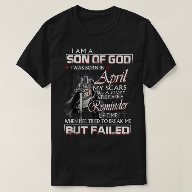 Camiseta Caballero Templario Soy Hijo de Dios, cristiano de (Diseño del anverso)
