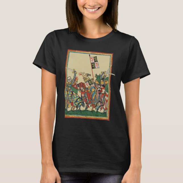 Camiseta Caballeros cargando, Manesse del Codex del Siglo X (Anverso)