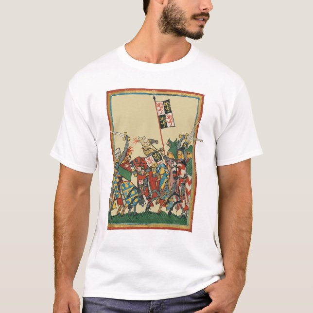 Camiseta Caballeros cargando, Manesse del Codex del Siglo X (Anverso)