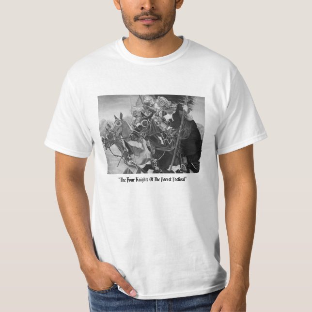 Camiseta caballeros medievales montando a caballo arte hist (Anverso)