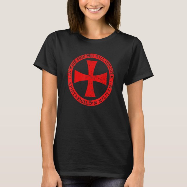 Camiseta Caballeros Templarios Escudo cruzado maltés Cruz m (Anverso)