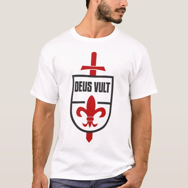 Camiseta Caballeros Templarios MOTTO DEUS VULT T-Shirt (Anverso)