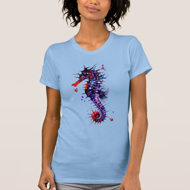 Camiseta Caballito de mar acuarela colorida (Anverso)