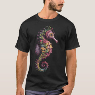 Camiseta Caballito de mar de flores coloridas