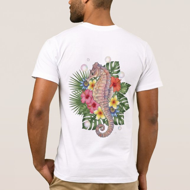 Camiseta Caballito de mar floral tropical (Reverso)