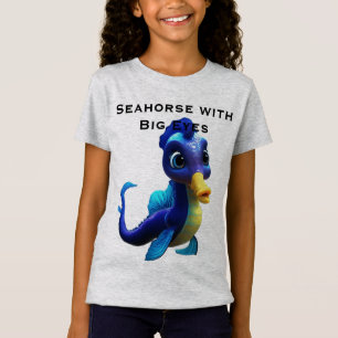 Camiseta Caballito de mar negro bebé con ojos grandes – Ado