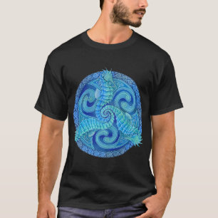 Camiseta Caballito de mar Triskele Azul Mandala Celta