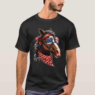 Camiseta Caballo 4 de julio gráfico de caballo bandera amer
