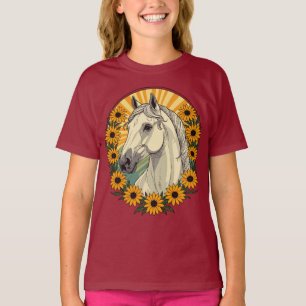 Camiseta Caballo a Caballo y Flores de Susana de Ojos Negro