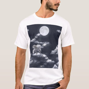 Camiseta Caballo alado blanco: cielo iluminado por la luna.